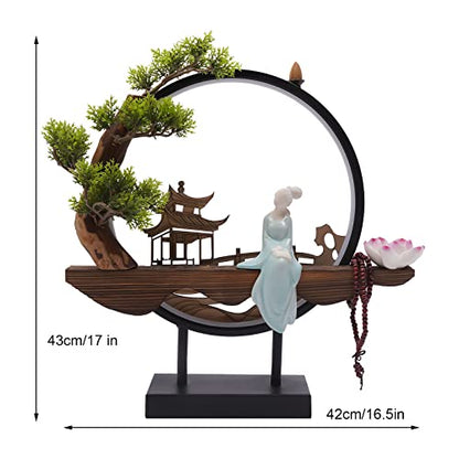 Backflow Incense Holder with LED Light, Countertop Incense Burner Holder Chinese Retro Ceramic Backflow Incense Burner for Relaxing or Home Decor (Style 5) - size: Style 5