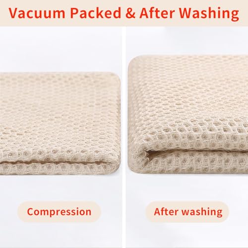 Homaxy 100% Cotton Waffle Weave Kitchen Dish Cloths 18-Pack, Beige | 12 x 12 Inches, Ultra Soft Absorbent Dish Towels, Quick Drying Dish Rags with Hanging Loop - color: Beige, size: 12 X 12 - 18 Pack