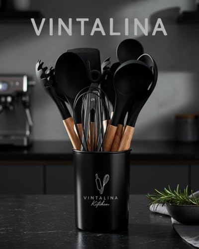 Silicone Cooking Utensils Kitchen Utensil Set - 446°F Heat Resistant Silicone Kitchen Utensils Set, Spatula,Turner Tongs, Spoon, Whisk,Kitchen Gadgets for Nonstick Cookware, BPA Free (Black) - color: Black