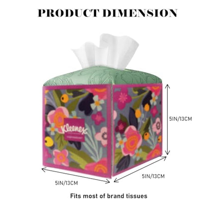 Tissue Box Holder Cover Square Tissue Cube Cover PU Leather Tissue Organizer with Bottom Belt for Bathroom, Tabletop, Kitchen, Night Stands, Office, Home, Car (1, VibrantGreen) - color: Vibrant Green