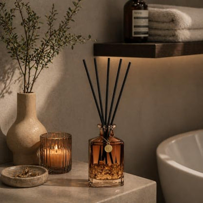Reed Diffuser Set,Sunshine Lavender Luxury Scented Diffuser with Sticks Long Lasting Home Fragrance for Bathroom Shelf Decor 6.09 fl oz (180ml)