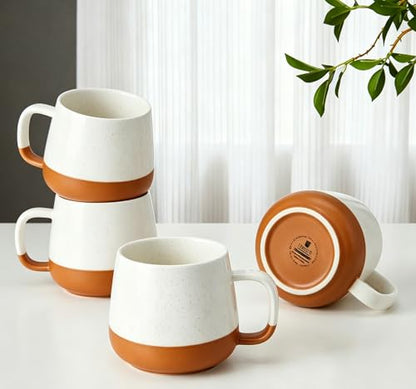 Teocera Ceramic Coffee Mug Set of 4-12 oz Coffee Mugs with Large Handles for Hot or Cold Drinks Like Latte, Cocoa, Tea or Juice - Smooth Ceramic, Dishwasher Safe, Beige - color: Beige