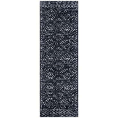 KILOCOCO Washable Runner Rug 2x6 ft Hallway Runners, Blue-Black | Non Slip Runner Rug, Printed Kitchen Runner Rug, Low-Pile Entryway Runners, Soft Geometric Rugs for Bedroom Hall Living Room - color: Black/Navy/White, size: 2' x 6' (Runner)