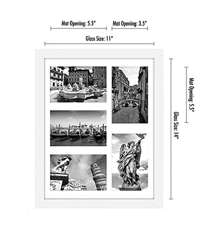 Americanflat 4x6 Collage Picture Frame with Shatter-Resistant Glass - Fits Five 4x6 Photos or Use as One 11x14 Picture Frame - Signature Collection - Collage Frames for Wall Display - White | Overall frame size 11x14, Shatter-resistant glass, hangs vertic
