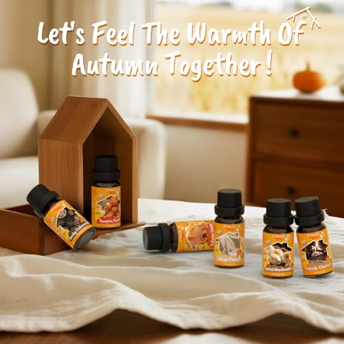 Soulorigin Fall Cozy Cabin Fragrance Oils Set, Essential Oil for Diffuser, Use for Soap Candle Making-Smoky Cedar Wood, Roasted Marshmallows, Autumn Leaves, Warm Flannel, Fireplace Time, Pumpkin Patch - color: Cozy Cabin