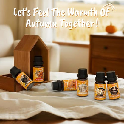 Soulorigin Fall Cozy Cabin Fragrance Oils Set, Essential Oil for Diffuser, Use for Soap Candle Making-Smoky Cedar Wood, Roasted Marshmallows, Autumn Leaves, Warm Flannel, Fireplace Time, Pumpkin Patch - color: Cozy Cabin