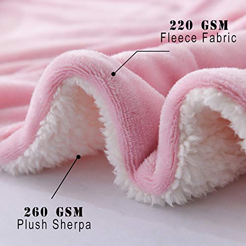 NANPIPER Flannel Blanket Reversible Sherpa Throw Blanket Super Soft Fuzzy Plush Microfiber for Fur Baby/Gift Lightweight(50"x60",Pink) - color: Pink, size: Throw