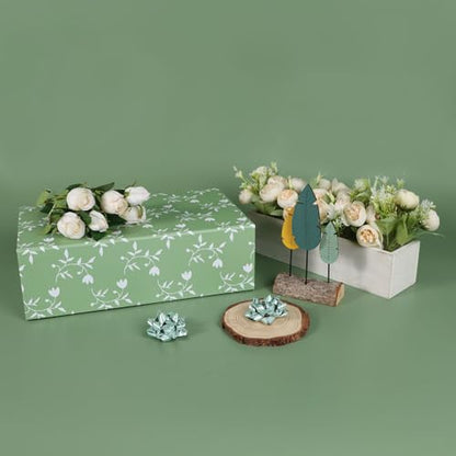 LFBOX Green Leaves Gift Box with Magnetic Lids 5 Pack | Large Bridesmaid Groomsman Proposal Boxes,13.8x8.3x4.4 in, Collapsible Rectangle Storage Box Bulk - color: Green Leaves, size: 1 Count (Pack of 5)