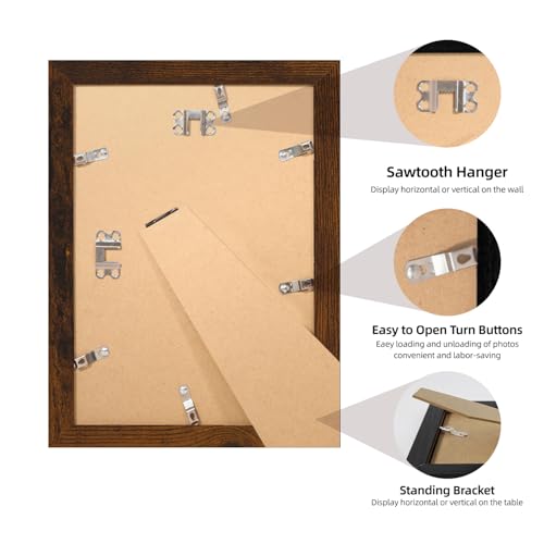 iRahmen 7x10 Picture Frame with Mat 5.5x8.5 - High Definition Real Glass Wooden Photo Frames for Tabletop Display and Wall Mounting (Dark Brown, Set of 4) - color: Dark Brown, size: 7X10