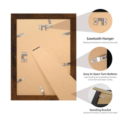 iRahmen 7x10 Picture Frame with Mat 5.5x8.5 - High Definition Real Glass Wooden Photo Frames for Tabletop Display and Wall Mounting (Dark Brown, Set of 4) - color: Dark Brown, size: 7X10