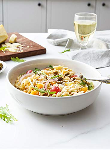 LE TAUCI Pasta Bowls 45 oz, Salad Bowls Set for Serving Soup, Pasta, Noodle, Dinner, Large Kitchen Bowl Plates, Microwave Safe - 8.5 Inch, Set of 4, White - color: White, size: 45 ounces
