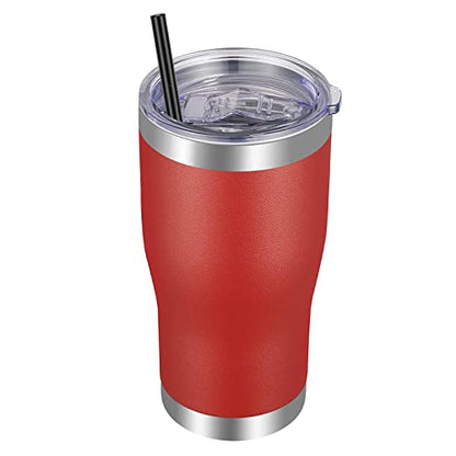 VEGOND 20oz Tumbler Stainless Steel Tumbler Cup with Lid And Straw Vacuum Insulated Double Wall Travel Coffee Mug(Brick red 1 Pack) - color: Red, size: 20 Ounces