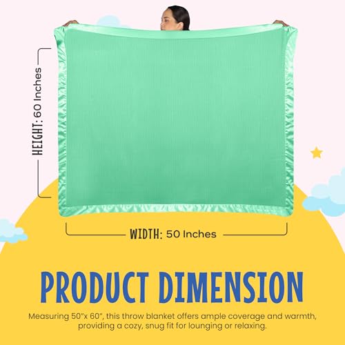 Thermal Waffle Knit Throw Blanket Satin Trim Mint Green 50"x60" | Adult throw blanket with soft lightweight waffle knit design, satin trim & breathable layer for couch, bed & living room use - color: Mint Green - Satin Trim