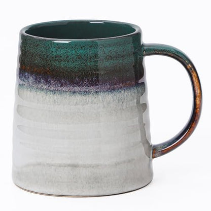 Mkour 23oz Extra Large Ceramic Coffee Mugs, Handmade Cup, Big Tea Cups with Large Handle for Office and Home, Microwave and Dishwasher Safe (Ink Green) - color: Ink Green