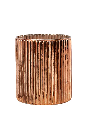 Serene Spaces Living Vintage Copper Ribbed Mercury Glass Vase - Perfect for Floral Arrangements, Table Centerpiece, Home, Office, Wedding, Holiday & Special Events Decor, 5" Diameter & 6" Tall - color: Copper - Single