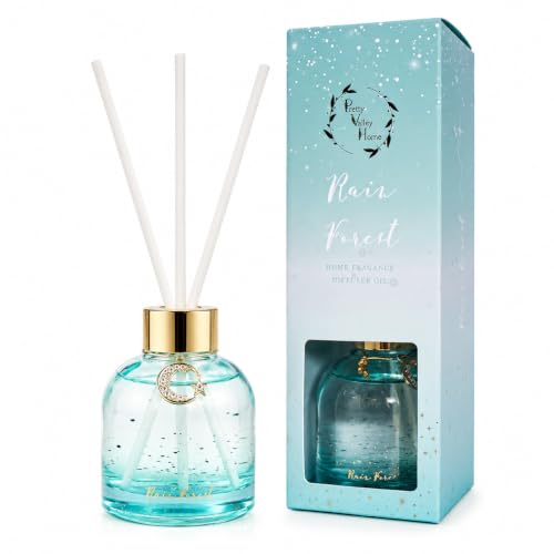Reed Diffuser Set, Pretty Valley Home Diffuser 80Ml / 2.7 fl OZ Gift Box - Includes Reed Diffuser Sticks, Long Lasting Fragrance Oil and Glass Bottle for Office Living Room Decor (Rain Forest) - color: 3.rain Forest