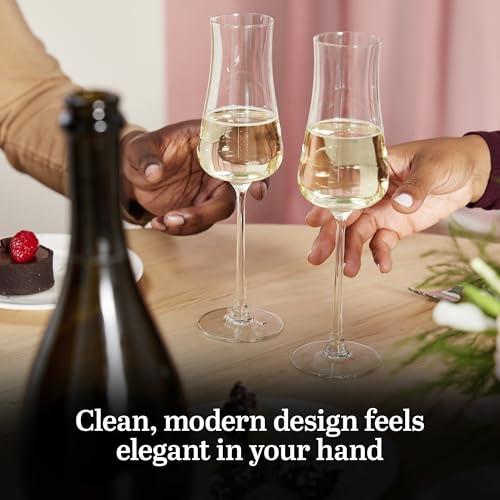 Libbey Signature Stratford Champagne Flute Glasses Set of 4, Artful, Lavish Stemmed Wine Glasses, 8 oz Sparkling Wine Glasses for Weddings, Birthdays - color: Stratford Flute 4