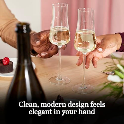 Libbey Signature Stratford Champagne Flute Glasses Set of 4, Artful, Lavish Stemmed Wine Glasses, 8 oz Sparkling Wine Glasses for Weddings, Birthdays - color: Stratford Flute 4