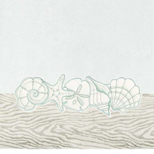 Seaside 4-Piece Luxury Towel Set, Sparkling Seashell Applique, Plush Turkish Cotton, Durable & Quick Dry, Nautical Bath Ensemble, 2 Bath 2 Hand Towels, Aqua - color: Aqua, size: 2 Pcs Bath 2 Pcs Hand Towel