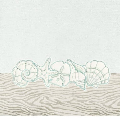 Seaside 4-Piece Luxury Towel Set, Sparkling Seashell Applique, Plush Turkish Cotton, Durable & Quick Dry, Nautical Bath Ensemble, 2 Bath 2 Hand Towels, Aqua - color: Aqua, size: 2 Pcs Bath 2 Pcs Hand Towel