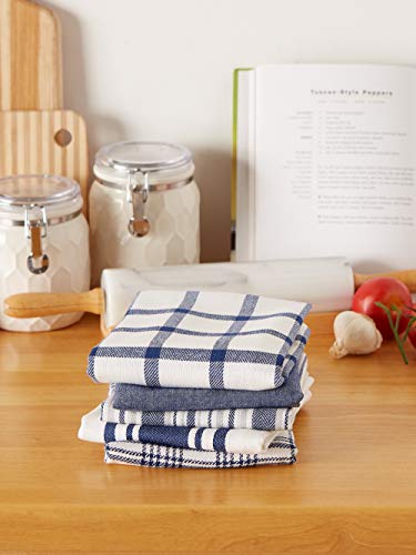 DII Assorted Woven, Kitchen Dishtowel Set, 18x28, Nautical Blue, 5 Piece - color: Nautical Blue