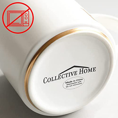 COLLECTIVE HOME Ceramic Coffee Mug, 15 oz Monogram Cup with Gift Box(a) | Dishwasher Safe, Engraved Gold Letter , Personalized Housewarming Birthday Present, Christmas Thanksgiving Mothers Day Gifts - color: gold-a