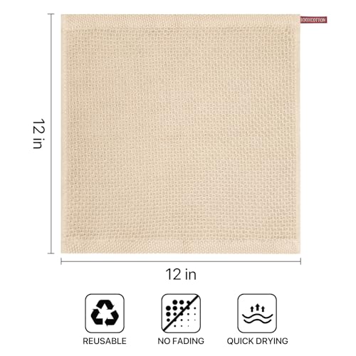 100% Cotton Waffle Weave Kitchen Dish Cloths, Ultra Soft Absorbent Quick Drying Dish Towels, 13 x 28.7 Inches, 6-Pack, Beige - color: Beige, size: 13 x 28 - 6 Pack