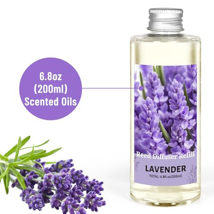 STRN Reed Diffuser Oil Refill, Lavender Scented Reed Diffuser Refill 200ML | Long-Lasting Summer Fragrance for Home, Living Room, Bedroom, Office - color: Purple 2