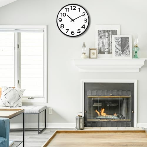 Crosstime 20 Inch Large Wall Clock - Big 3D Numbers Easy to Read, Battery Operated Silent Non-Ticking, Analog Quartz Round Clock - color: 20 Black