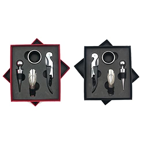 Yctze Wine Opener Set, Stainless Steel Rustproof Corkscrew Kit, Packaging Kit, Ideal for Home, Bar, Restaurant, Gifts (Black) - size: Black