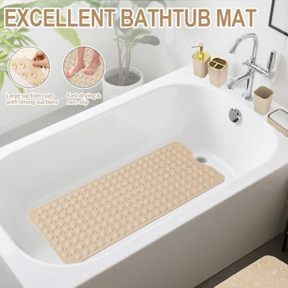 XLHOMO 26PC Bathroom Accessories Set - Gorgeous Beige Bathroom Set, Bathroom Accessory Set, Shower Curtain Set with Bathtub Mats for Shower Tub, Trash Can & Soap Dispenser - size: Bath Set+Bathtub Mat+Shower Curtain&Rugs, style: Beige&Gold
