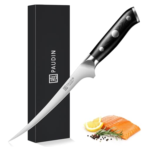 PAUDIN Fillet Knife, 7" Flexible Boning Knives with G10 Handle, Dishwasher Safe High Carbon German Steel Fish Knife for Meat Trimming, Deboning & Skinning,Professional Holiday BBQ Cooking Gift for Men - color: Fillet Knife - 7 inch