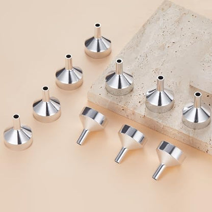 4PCS Mini Metal Funnels for Essential Oils Perfume Bottles Small Refill Tool Set Size Containers Leak Free Precision Pouring