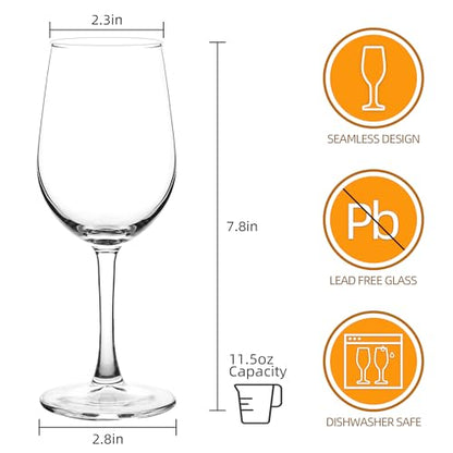 YANGNAY Wine Glasses (Set of 8, 11.5 Oz), All-Purpose Red or White Wine Glass with Stem, Durable, Dishwasher Safe - size: 8 Count (Pack of 1)