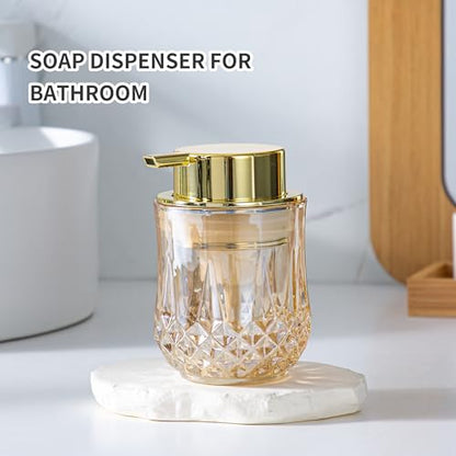Enra Glass Foaming Soap Dispenser, Gold Foam Hand Soap Dispenser Bathroom | Refillable Foaming Hand Soap Dispenser. Gold Finish Adds Style to Sinks, Countertops,Kitchens and Bathroom Vanity Decor. - color: Gold-foam