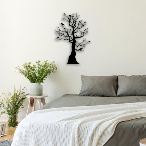 OPTYBVFD Trees Branches Birds Metal Wall Decor - Farmhouse Room Decor Wall Art Home Decor for Living Room, Bedroom, Dining Room, Bathroom, Office, Courtyard, Outdoor (Black)