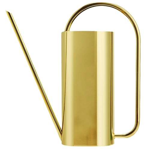 Watering Can Outdoor, 50 oz/1.5L Watering Can with Long Spout and Handle, Stainless Steel Garden Watering Pot for Outdoor and Indoor Plants - color: Gold