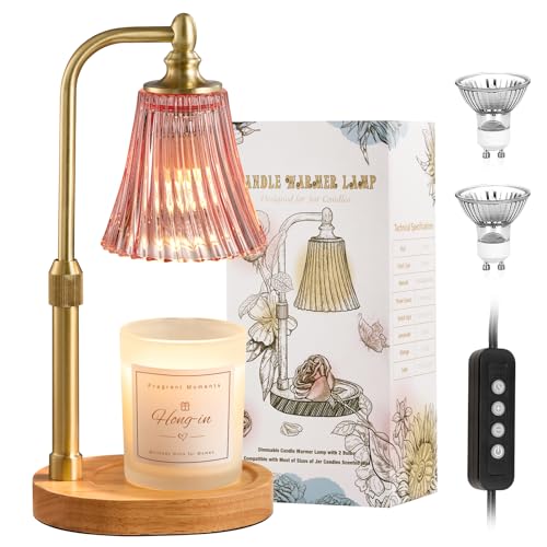 Hong-in Pink Candle Warmer Lamp with Timer Dimmable,Birthday Gifts for Women,Adjustable Height Wax Melt Warmer for Jar Candles,House Warming Gifts New Home,Ideal for Office,Dorm,Bedroom Home Decor - color: Warm Pink