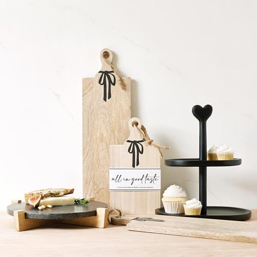 Santa Barbara Design Studio Charcuterie Boards for Cheese, Meat, and Fruit Marble Board on Mango Wood Stand, 12.25" L x 10" W x 2" H, Black - color: Black