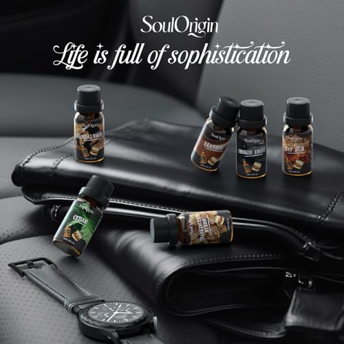 Soulorigin Gentleman Fragrance Oils Set, Essential Oil for Diffuser, Diffuser Oil, Use for Soap Candle Making, Sandalwood, Cedar, Rum, Leather, Smoky Oud, and Frankincense & Myrrh - color: Gentleman