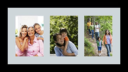 ArtToFrames Collage Photo Frame Single Mat with 3-5x7 Openings with Satin Black Frame and Baby Blue mat. - color: 3 - 5x7 - (2157), size: Baby Blue