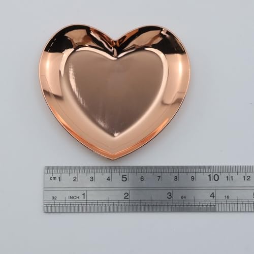 Dnyta 2Pcs Stainless Steel Decorative Tray, Decor Jewelry Dish for Dresser | Decor Makeup Serving Trays for Dresser Cosmetics Keys Watch Wallet Trinket (Small, Heart Shape, Rose Gold) - style: Heart-shaped rose gold style (2pcs)