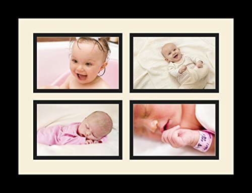 ArtToFrames Collage Photo Frame Single Mat with 4-4x6 Openings and Satin Black Frame. - color: 4 - 4x6 - (2378)