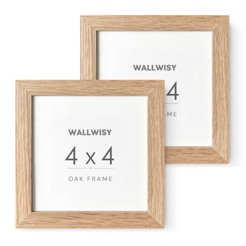 4x4 Picture Frame, Solid Oak Wood 4x4 Photo Frames | 4 x 4 Natural Oak Frame, Wall and Tabletop Display, Natural finish, Set of 2 - color: Natural Oak, size: 4x4 in - 1P