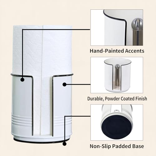 Paper Towel Holder Countertop, Farmhouse Paper Towel Holder Countertop, Ceramic Paper Towel Holder Farmhouse Rustic Decor for Kitchen Bathroom, Kitchen Paper Towel Holder with Non-Slip Base