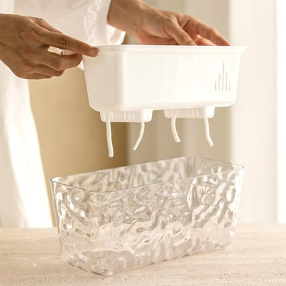 Self Watering Pots for Indoor Plants, 2 Packs Window Boxes Planters Rectangle Self Watering Planter 11 in Rectangular Clear Plant Pots Long Herb Windowsill Planter Flower Box Succulent Planters