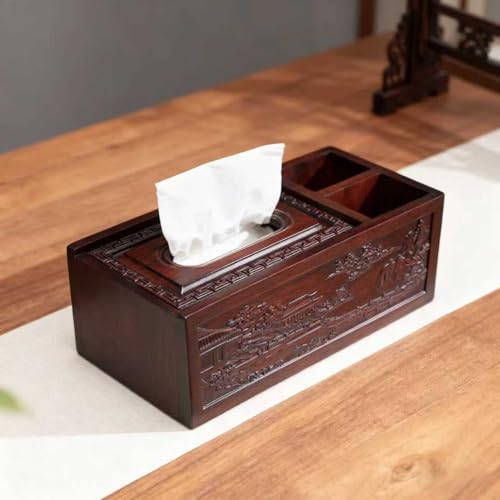 Wood Tissue Box Cover Rectangle Boxes Tissue Box Holder，with Storage，Decorative Tissue Cover for Bedroom, Dinner Table, Office, Tabletop W10 X D4.92 X H3.74 (C) - color: C