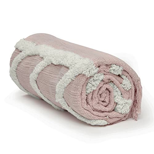 Americanflat 50x60 Throw Blanket - Soft and Breathable Cotton Throw Blanket for Couch, Bed, Chair - Decorative Blankets Perfect for Home, Office, or Outdoor Use - Pink Tufted Design - color: Pink Tufted Cotton