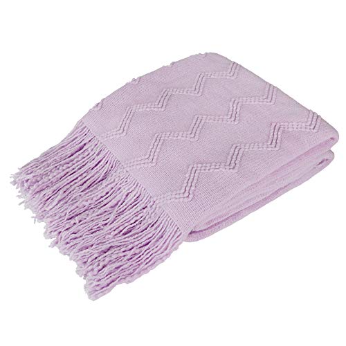PAVILIA Lavender Purple Knit Throw Blanket for Couch, Twin Bed, Soft Knitted Farmhouse Sofa Throw for Living Room, Lightweight Decorative Summer Blanket for Chair, Outdoor Textured Boho Blanket, 60x80 - color: Lavender Purple, size: 60 X 80 Inches - Twin