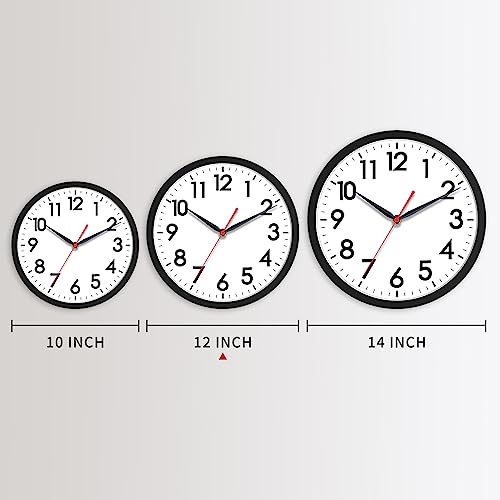 AKCISOT 12 Inch Wall Clock, Silent Battery Operated Analog Clock, Black | Office | Kitchen | Living Room | Classroom | Easy-to-read Numbers - color: A_black, size: 12 Inch